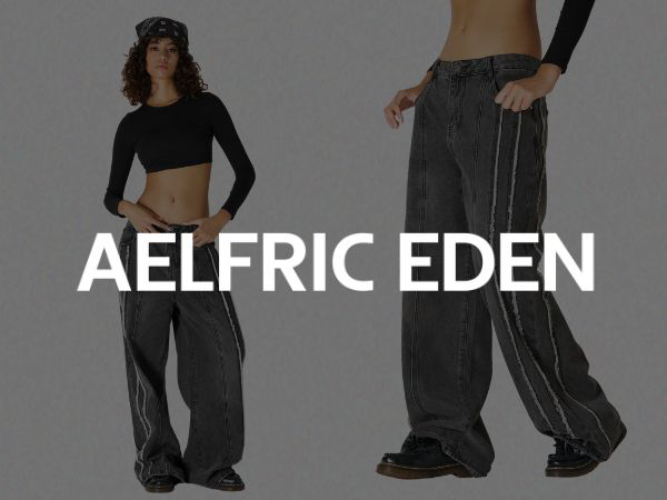 Aelfric Eden Mens Jeans Fringe Line Wide Leg Vintage Jean