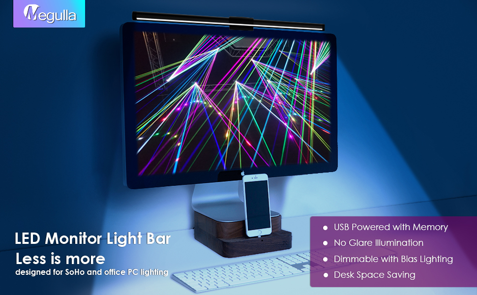 Megulla Monitor Light Bar, USB Powered Computer Lamp Bar with Stepless