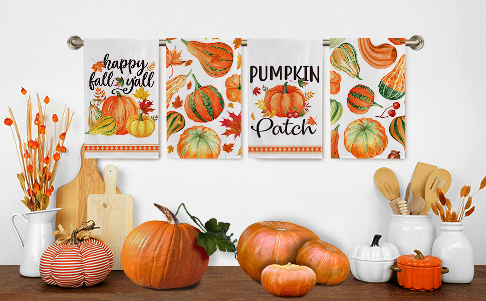 Pinata Fall Kitchen Towels Set of 4, Pumpkin Fall Dish