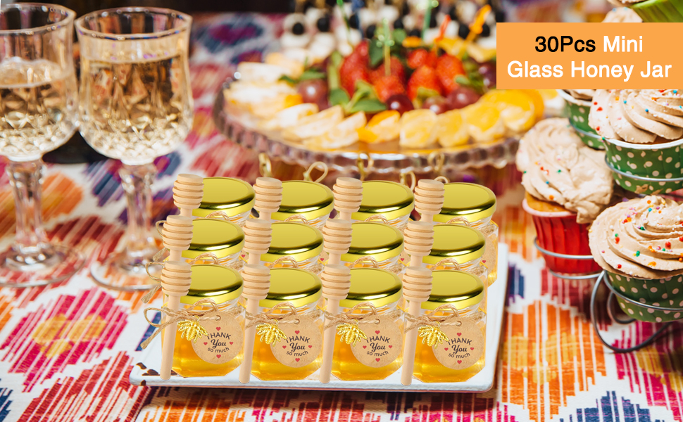 Boya Household 1.5oz Mini Honey Jars, 30 Pack Hexagonal
