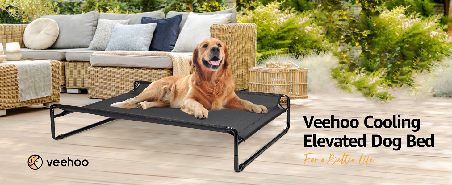 Veehoo Original Cooling Elevated Dog Bed, Outdoor Raised Dog Cots Bed
