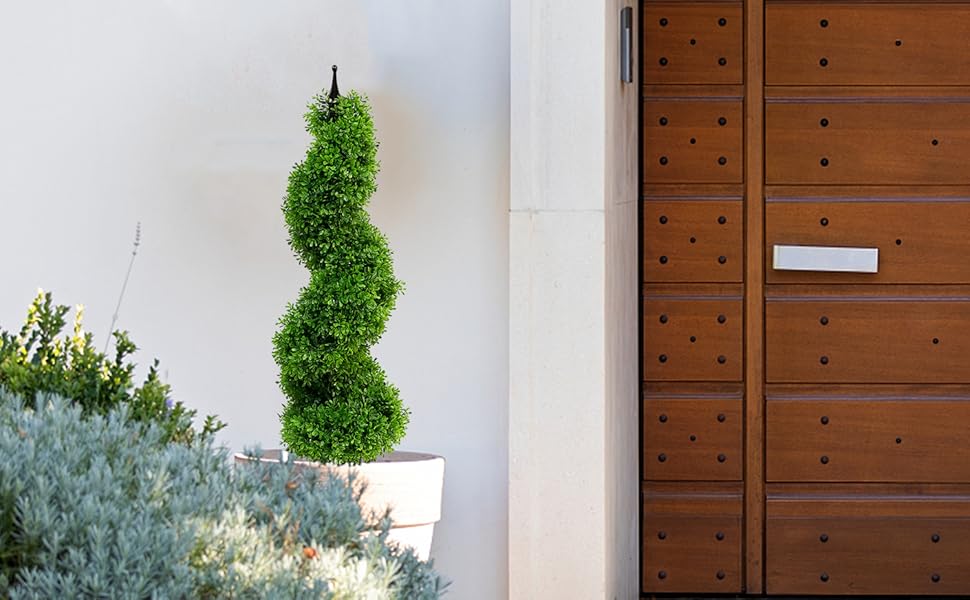 momoplant Artificial Topiary Outdoor Boxwood Spiral