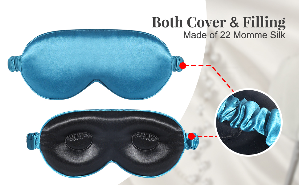 BeeVines 3D Sleep Mask, 22 Momme Mulberry Silk Sleeping Eye Masks, 2 Pack 3D