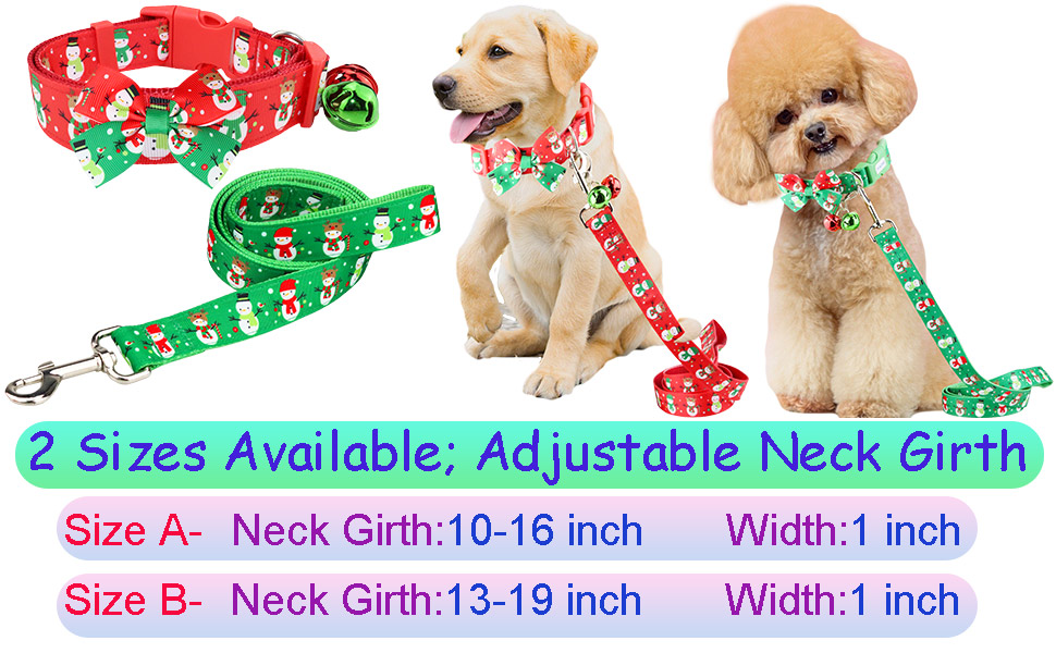 Dog Christmas Collar and Leash Set for Medium to Large