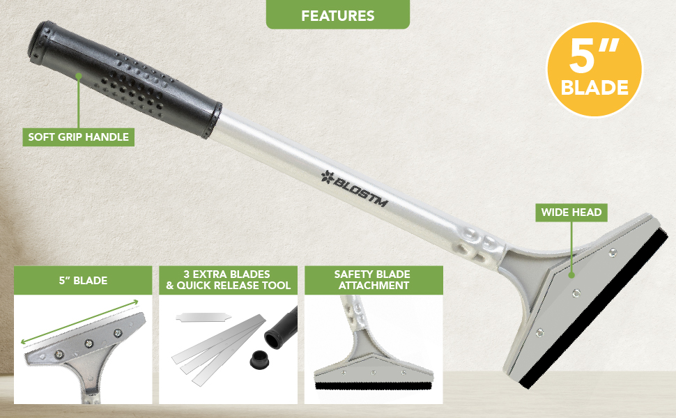 BLOSTM 5" Wallpaper Scraper Long Handle Heavy Duty Scraper Tool with