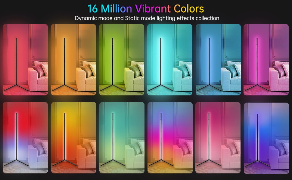 Rotatable Corner Floor Lamp Dimmable Color Changing Standing Corner