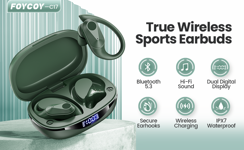 FOYCOY Bluetooth Headphones Wireless Earbuds 90Hrs Playtime