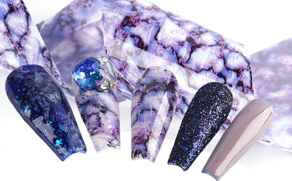 Marbling Holographic Nail Foil Transfer Stickers Decals