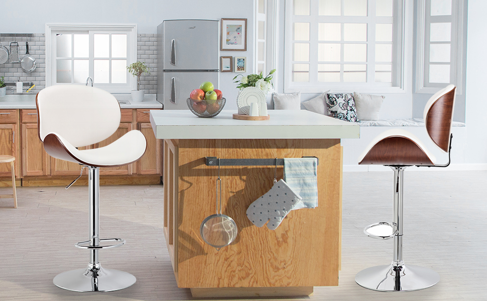 thksbought Set of 2 Adjustable Bar Stools Tall Upholstered