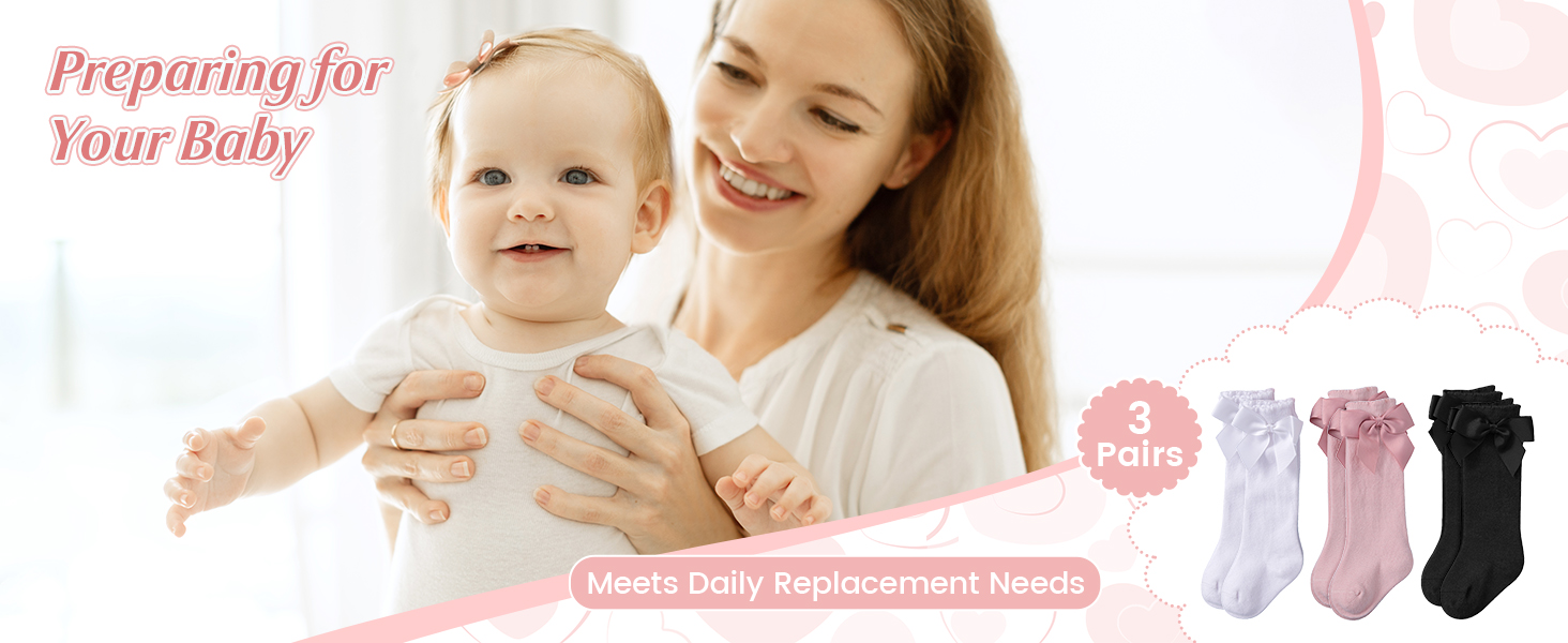 American Trends Baby Knee High Socks Ruffled Toddler Long Socks Infant Socks for Toddler