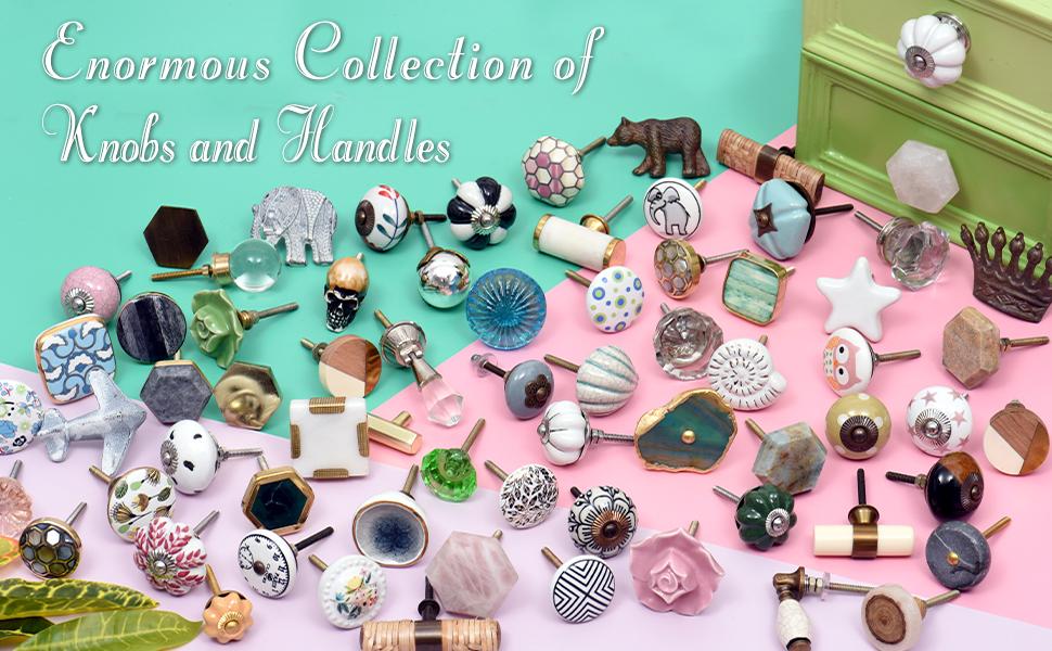 IndianShelf 2 Piece White Knobs Ceramic Door Knob Square Door