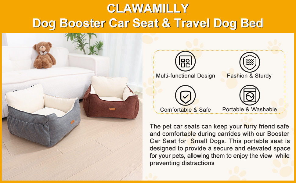 Dog booster car seat &amp; travel dog bed