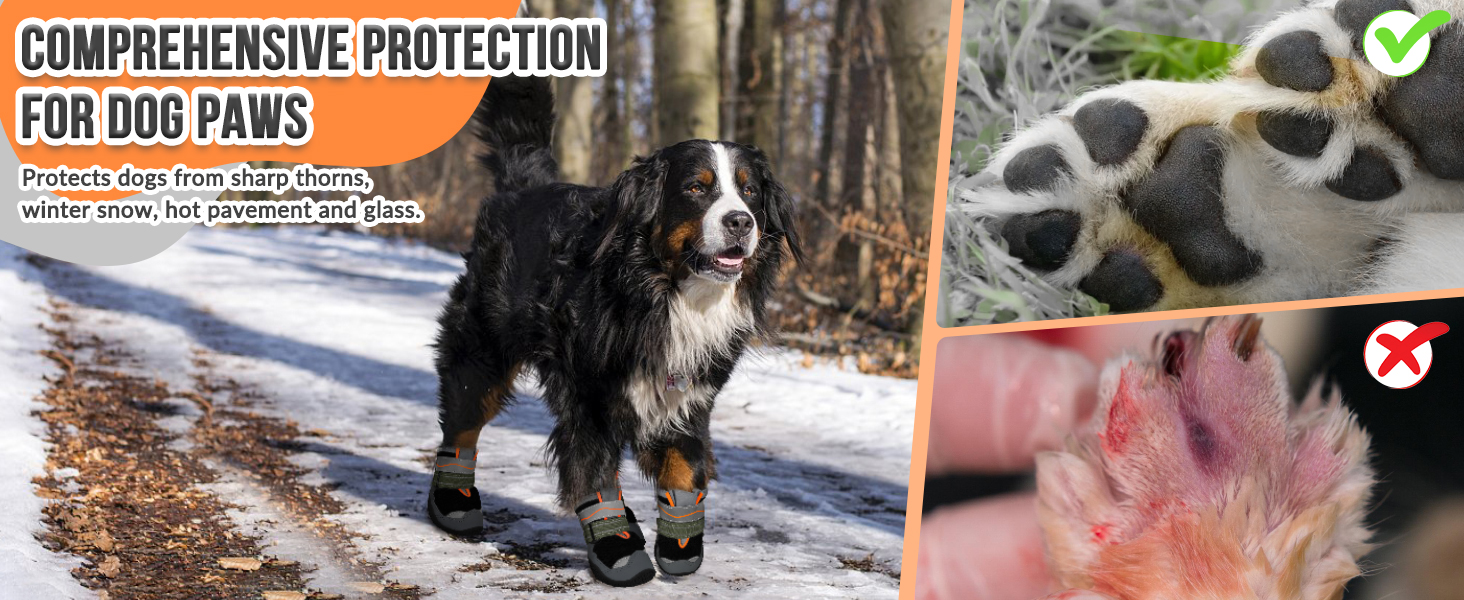 Eyein Dog Boots Paw Protector - Waterproof Dog Shoes for Rainy Winter Snowy Day, Non-Slip Dog Shoes with Reflective Strip for Injured Paws, Dog Walking Boots for Small Medium Large Dogs(2pcs 16 Dog Boots