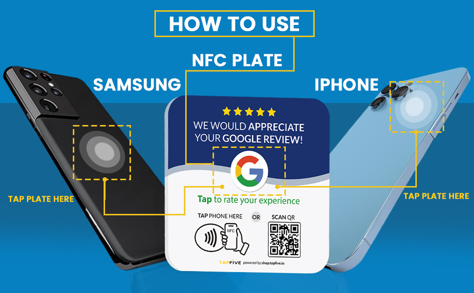 TapFive Google Review Tap Plate NFC - How to Use