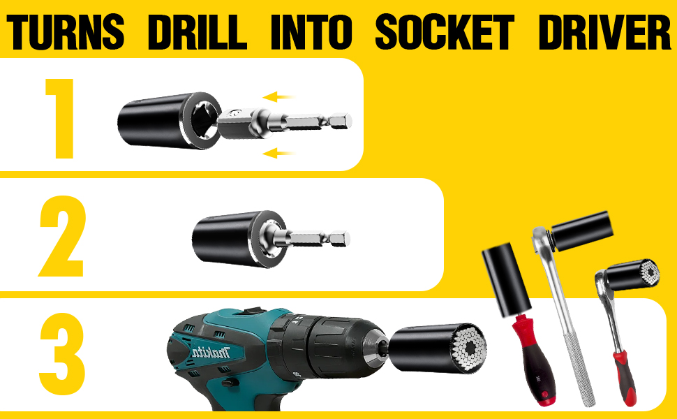 Turns Your Drill into A Socket Driver