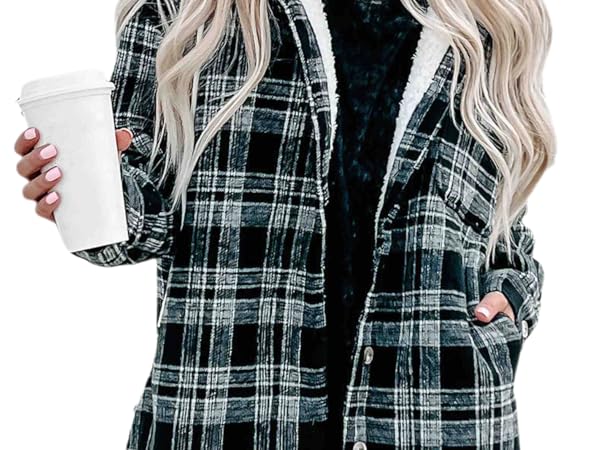 Amazon.com: Merryfun Womens Plaid Shacket Jacket Sherpa