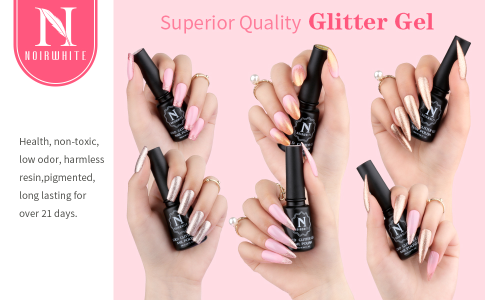 Noirwhite Gel Nail Polish Gold Glitter Gel Nail Polish Set