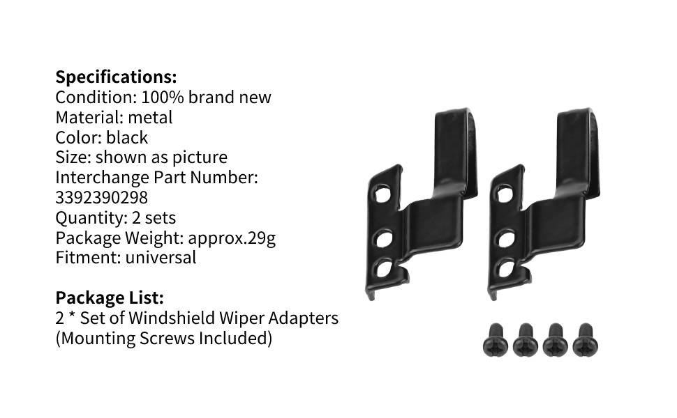 Windshield Wiper Arm Adapter Kit, 3392390298 2 Set of