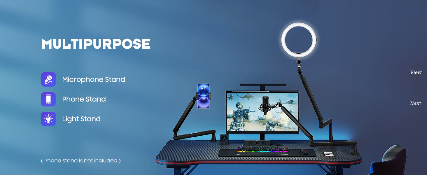 multipurose microphone desk arm