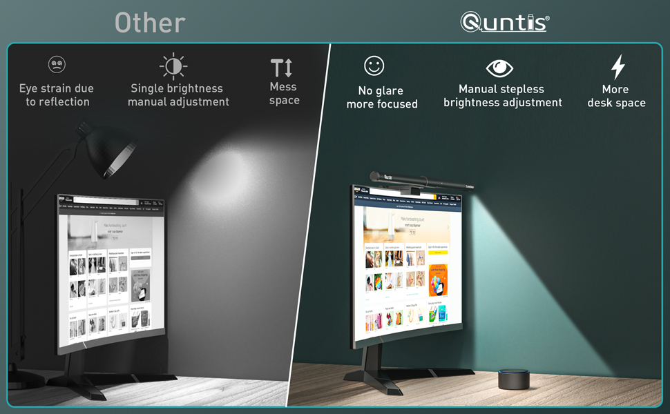 Quntis Monitor Light Bar 51cm with Wireless Remote Control, Dimming