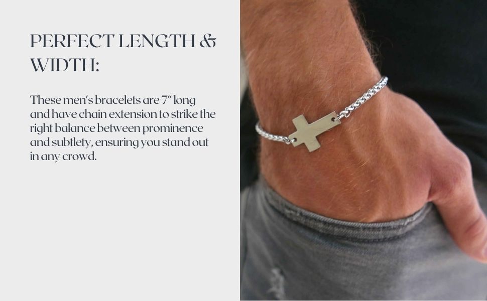 Amazon.com: Galis Cross Bracelet for Men, Stainless Steel