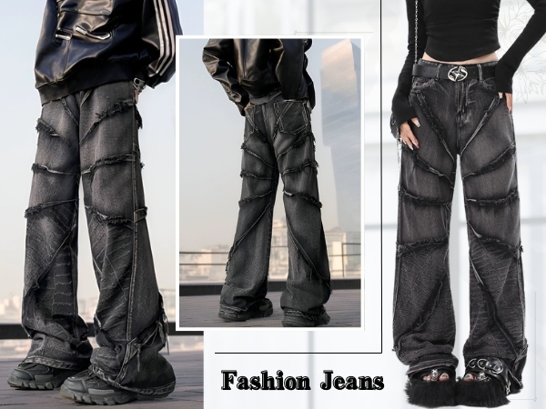 Hugboom Men's Baggy Jeans Y2k Boyfriend Ripped Jeans for