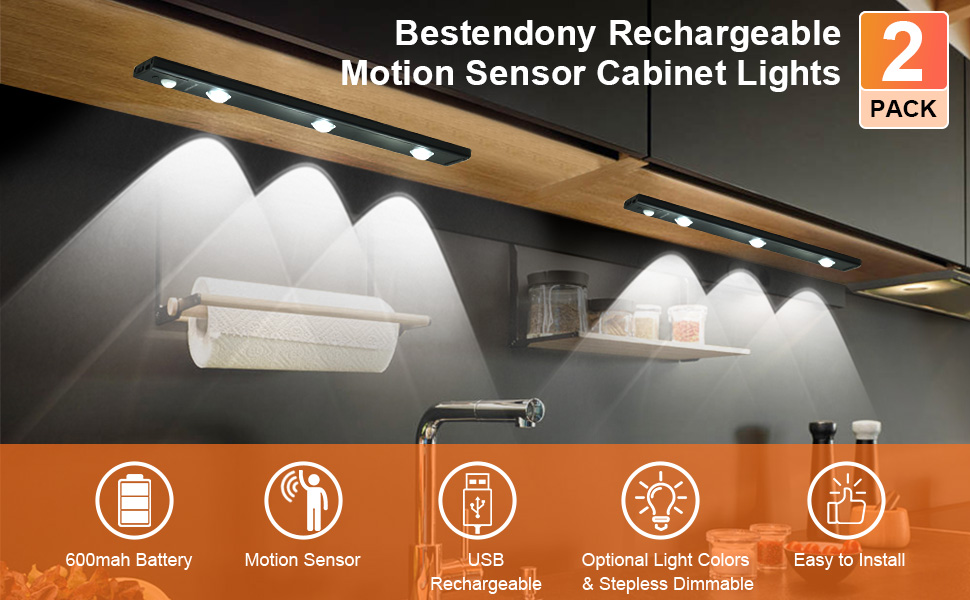 Bestendony Motion Sensor Under Lights Wireless Rechargeable