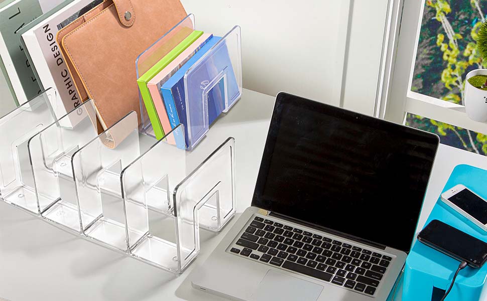 Vowcarol Book Organizer Clear File Sorter, Large Slot