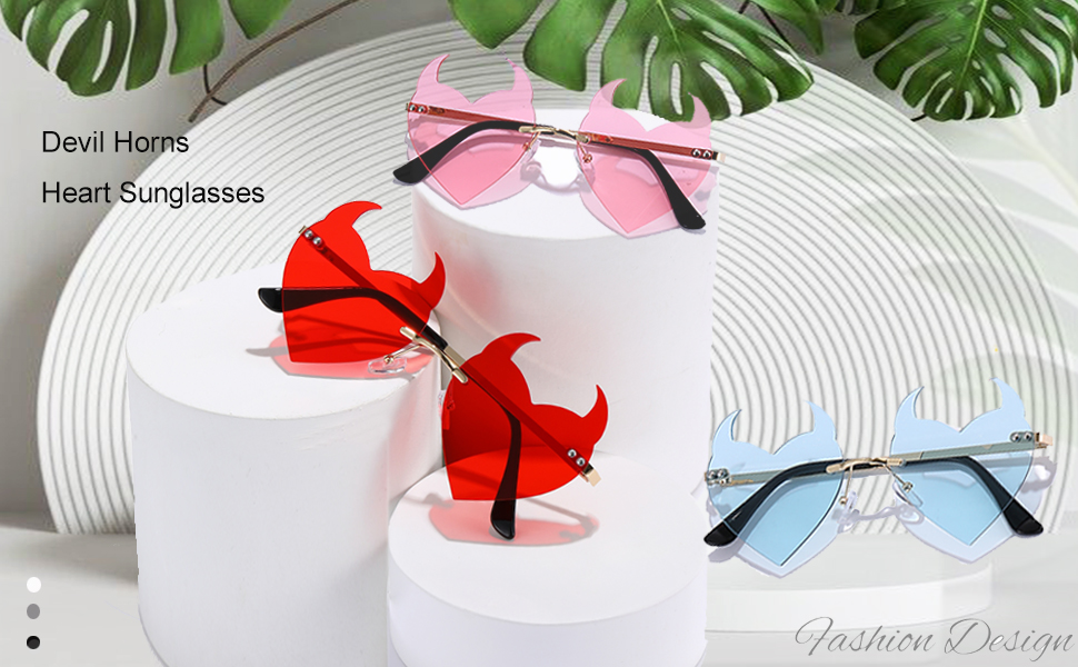BOJOD Devil Horns Heart Sunglasses for Women Horns 90s Punk