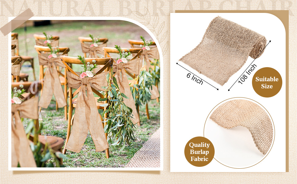 Amazon.com: Jecery 50 Pcs Burlap Chair Bows Sashes Ribbon