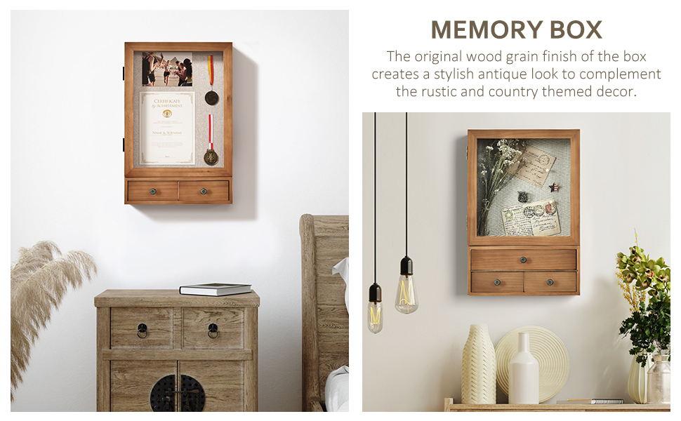 Shadow Box Frame with 3 Drawer 11"x16.5" Deep Shadow Boxes