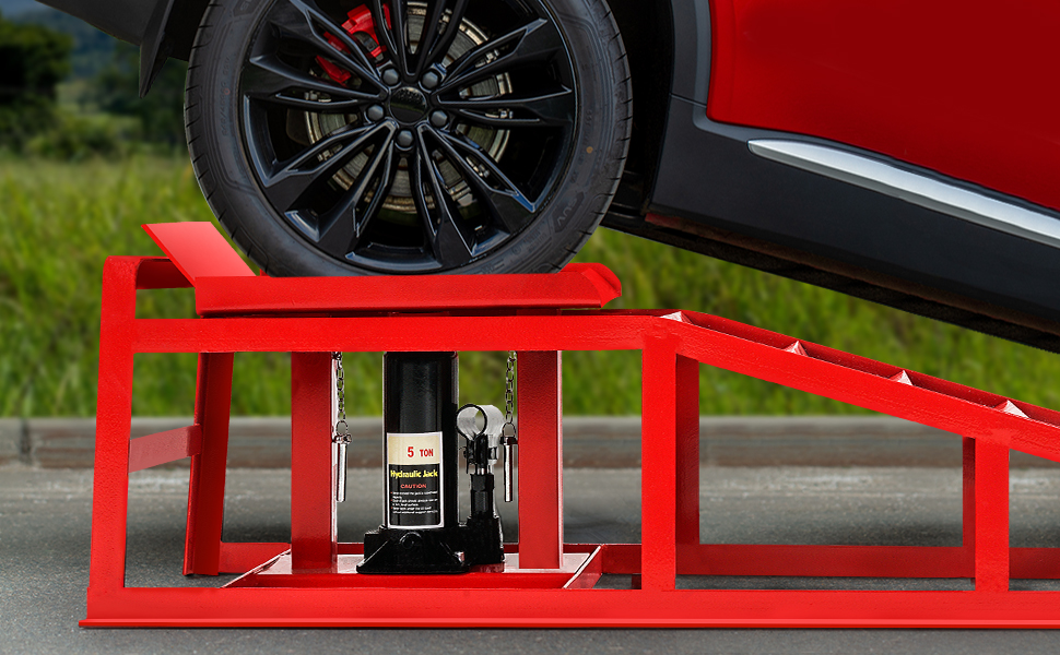 2PCS Hydraulic Car Ramps, Heavy Duty Vehicle Ramps Load 5T / 10000lbs Capacity, Low