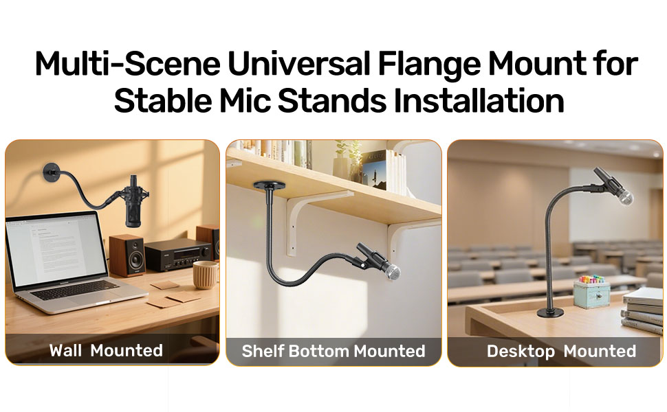Multi-Scene Universal Flange Mount for Stable Mic Stands Installation