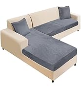 NAISI Sectional Couch Cover 3 Pieces Velvet Separate Couch Cushion Covers L Shape Soft Stretch So...