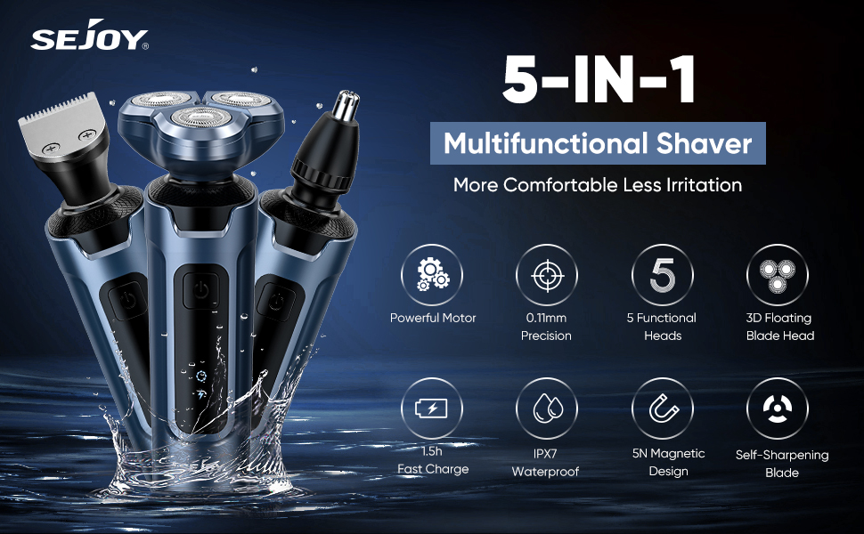 Sejoy Electric Razor for Men face, Shavers for Men pubic Hair and Beard