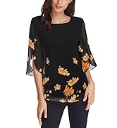 Camiseta de Manga 3/4 Top de Gasa Casual