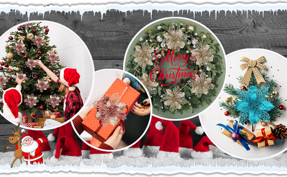 Christmas Tree New Year Ornaments Flower Decorations