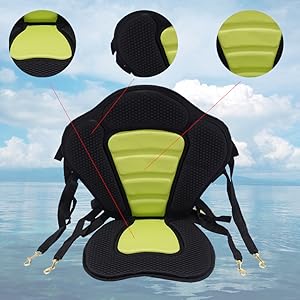 Padded Kayak Seat Adjustable Pad Cushion Detachable Backpack Bag Back Canoe Backrest Fishing Boat