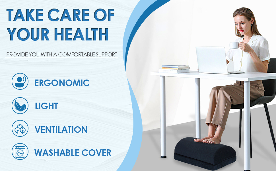 Foot Rest for Under Desk at Work, Adjustable Desk Footrest for Office