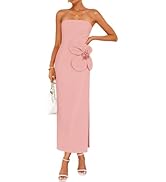 ZESICA Women's Summer Strapless Bodycon Maxi Dress 2025 Ribbed Knit Backless Floral Tube Cocktail...