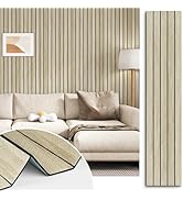 STICKEEP Beige Oak Peel and Stick Wood Panels 3D Textured Acoustic Wall Slats Panel for Wall Self...