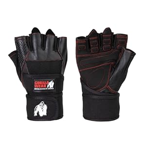 Dallas Wrist Wrap Gloves – Schwarz / Rote Nähte