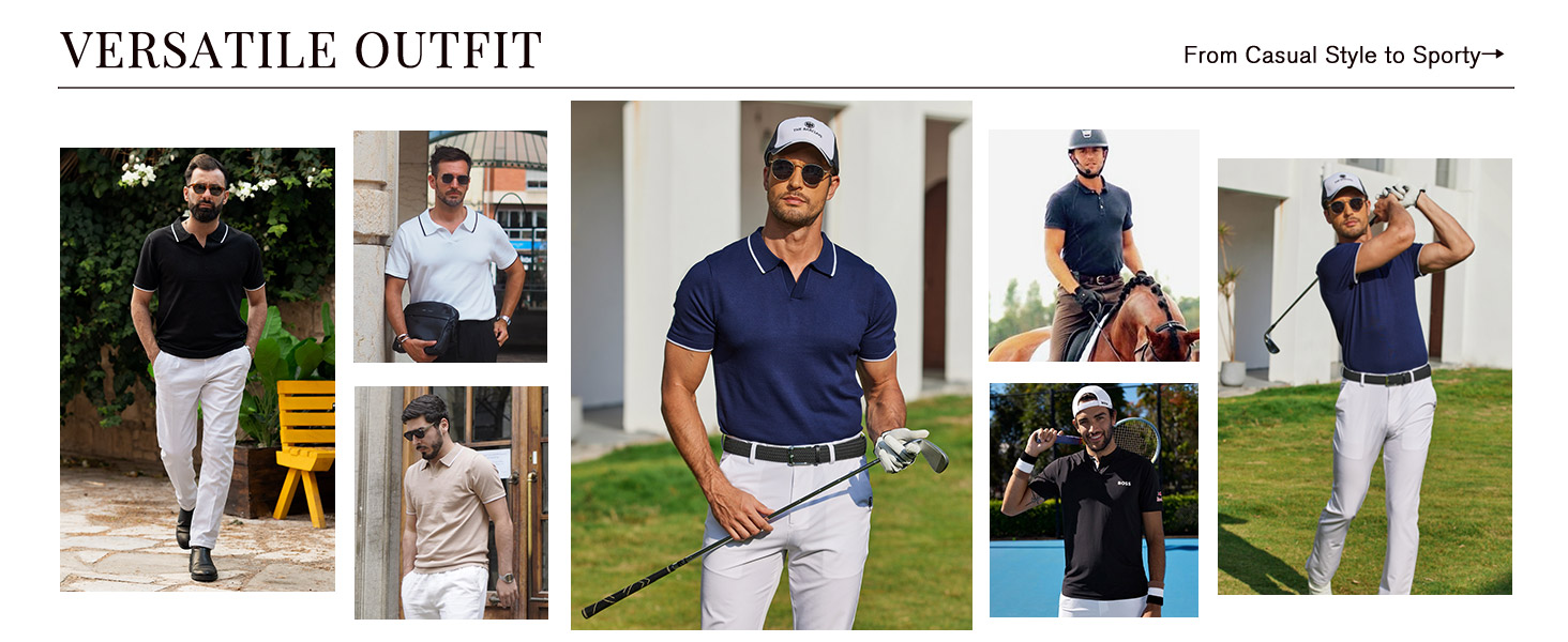 Mens Polo Shirts Short Sleeve Casual Knit Polo