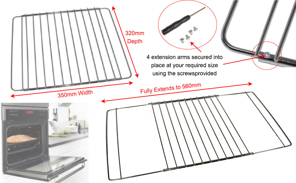 Ufixt 2 x Universal Chrome Adjustable Fixed Arm Grill Shelf for all