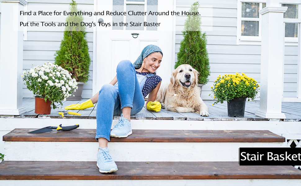 Notecnomi Stair Storage Basket with Handles Grey Staircase