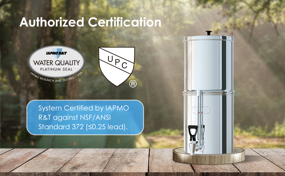 Waterdrop Gravityfed Water Filter System, NSF/ANSI 372 Certification