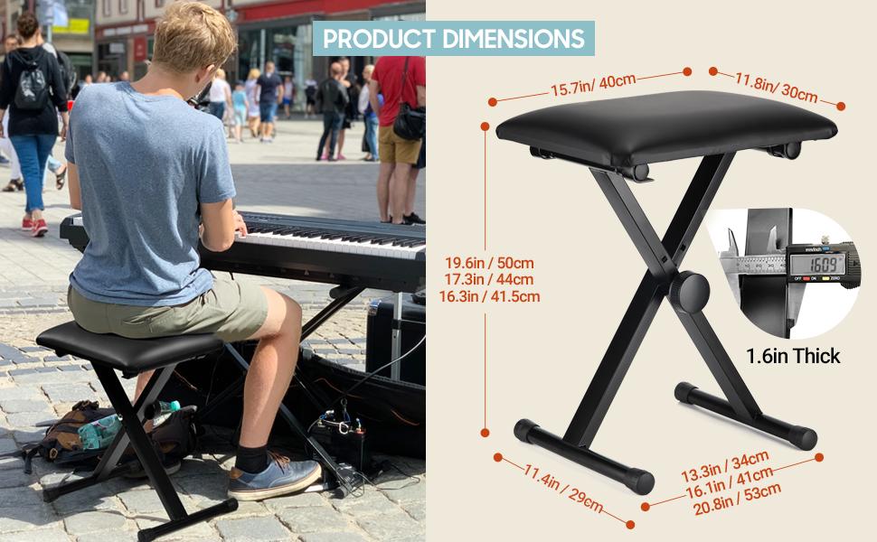 CAHAYA Keyboard Bench XStyle Adjustable Height Piano Bench Padded