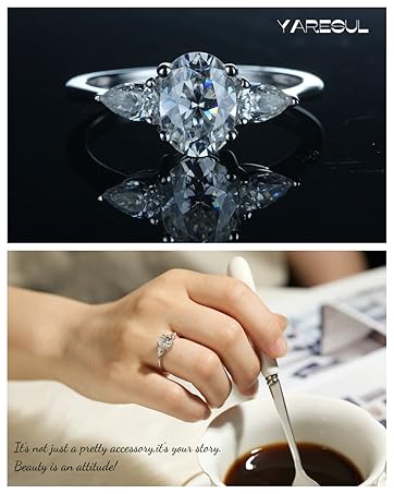 3 Stone Moissanite Engagement Ring 