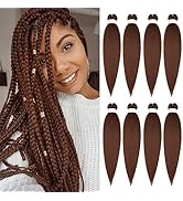 Ubeleco Brown Braiding Hair Pre Stretched 20 Inch 8 Packs Color 30 Braiding Hair Auburn Soft Yaki...