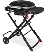 Weber Traveler Compact Portable Liquid Propane Gas Grill for Camping and Travel, 1 Burner, Black